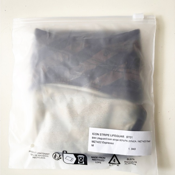 Charlie by MZ Lifeguard Swim Brief Size Medium New Espresso Icon Stripe - Picture 4 of 10